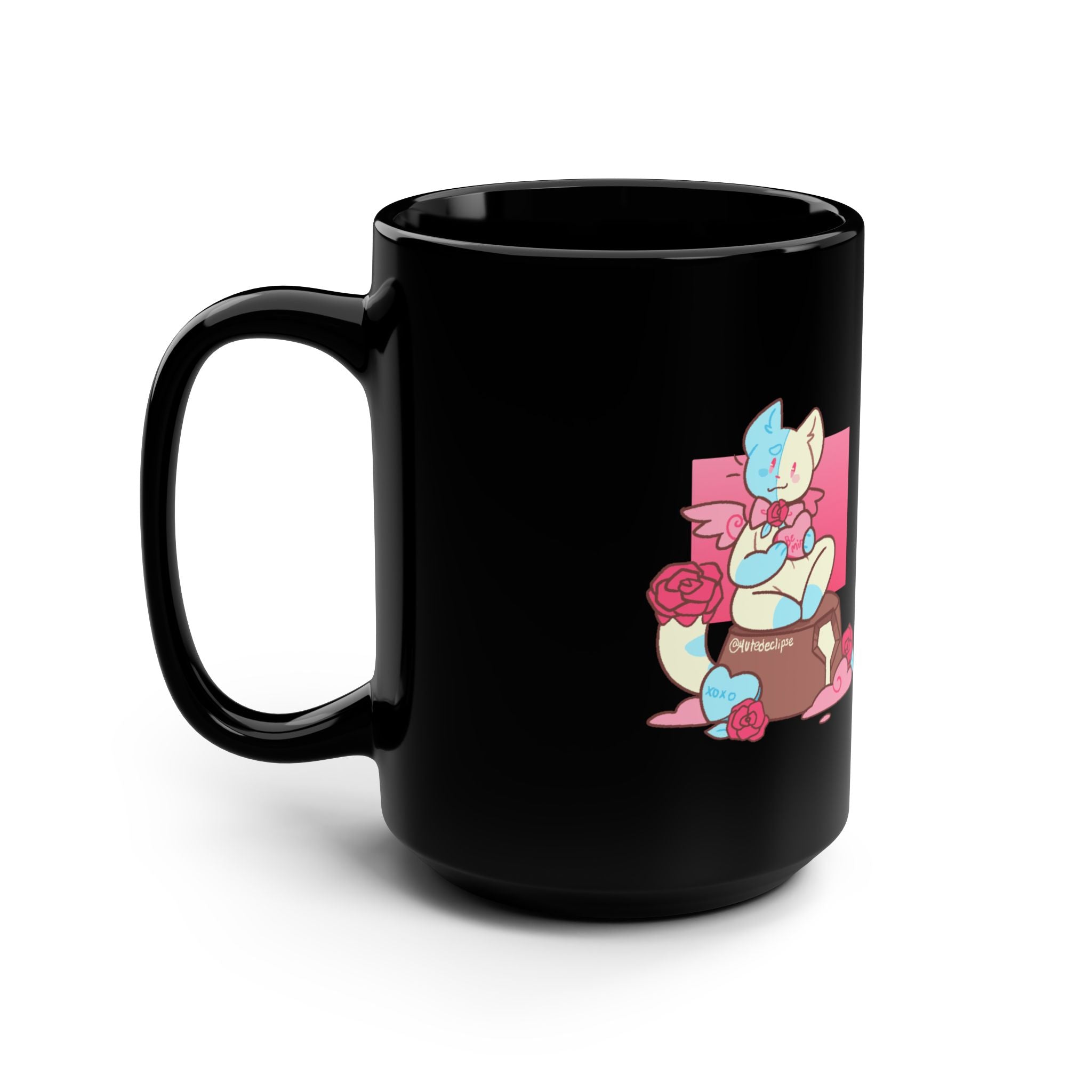 Black Mug, 15oz Valentines Day Blue