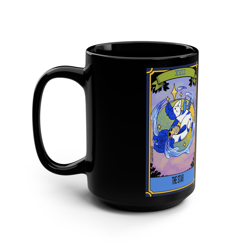 Black Mug, 15oz Tarot Card Star