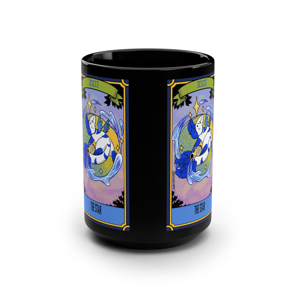 Black Mug, 15oz Tarot Card Star