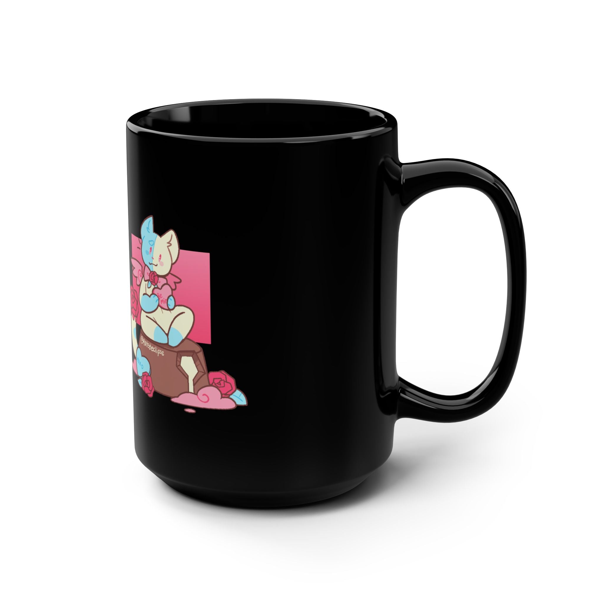 Black Mug, 15oz Valentines Day Blue