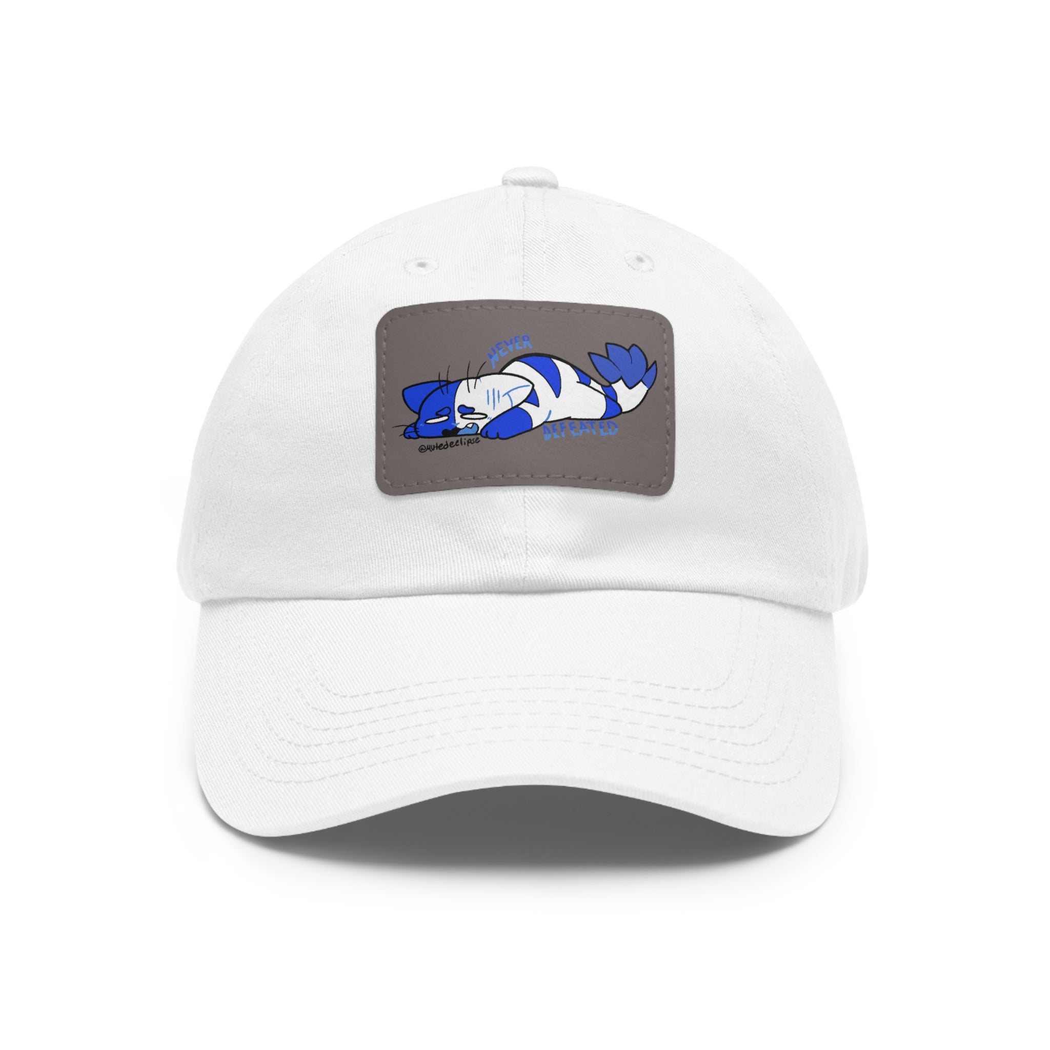 Dad Hat with Leather Patch (Rectangle) Never defeated Blue