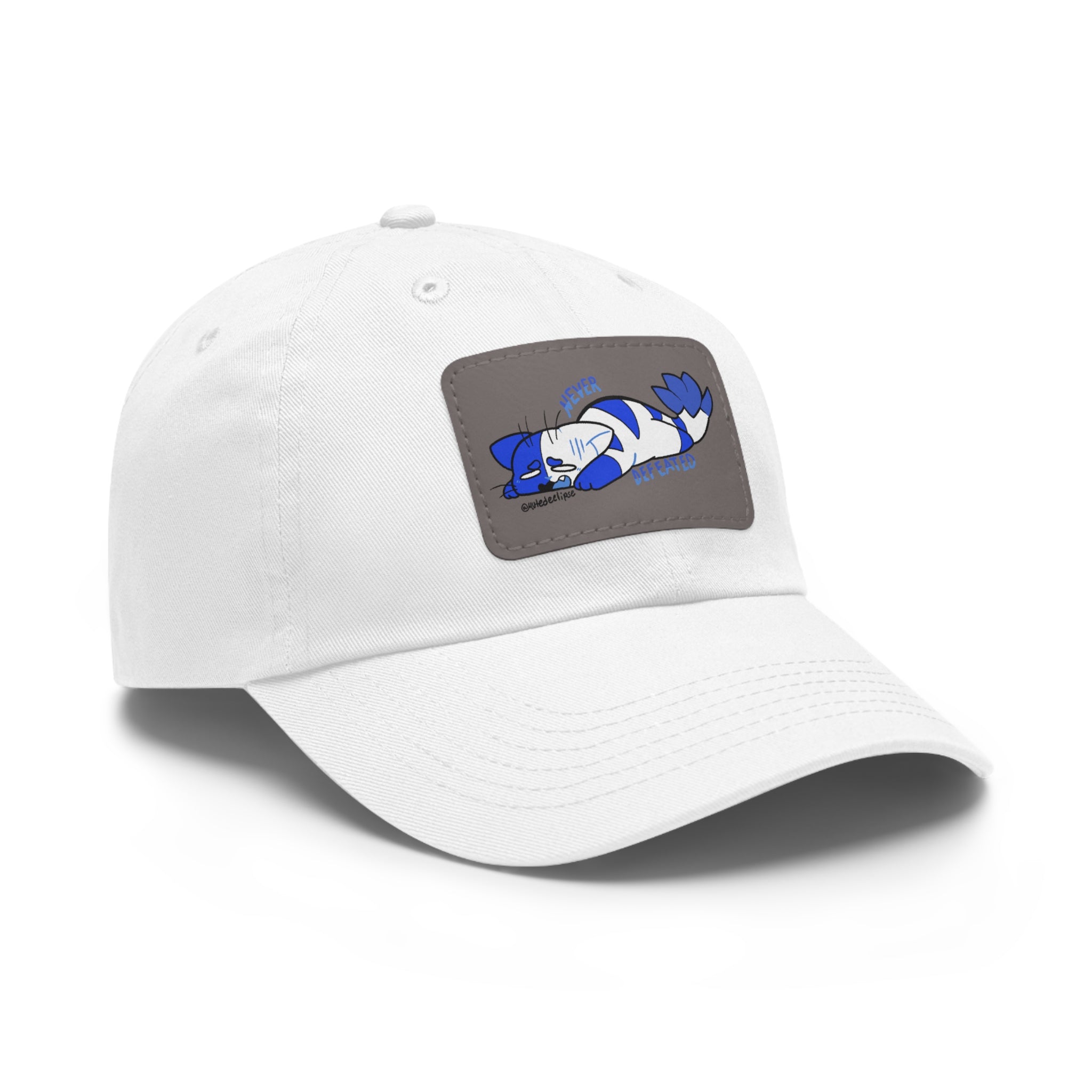 Dad Hat with Leather Patch (Rectangle) Never defeated Blue