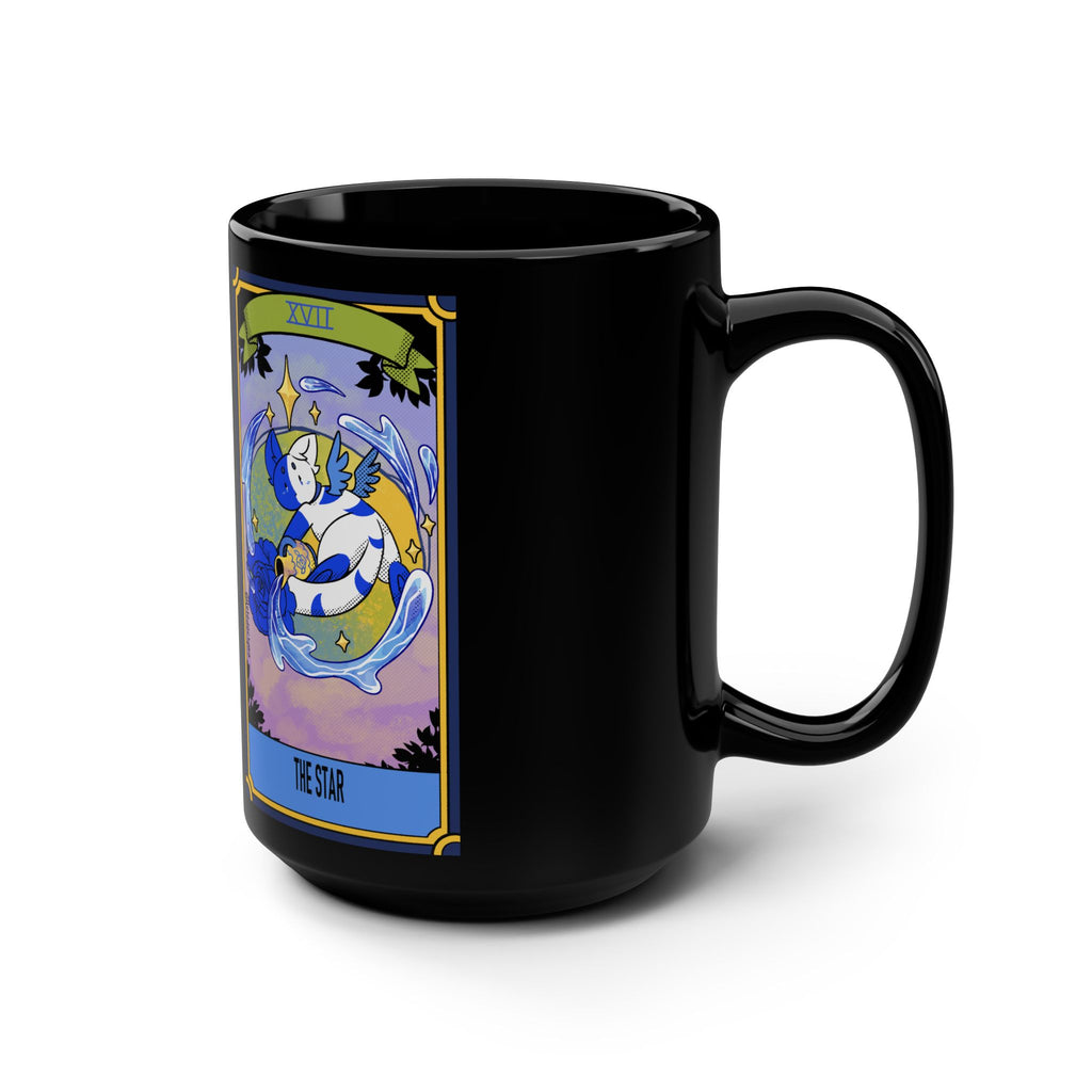 Black Mug, 15oz Tarot Card Star
