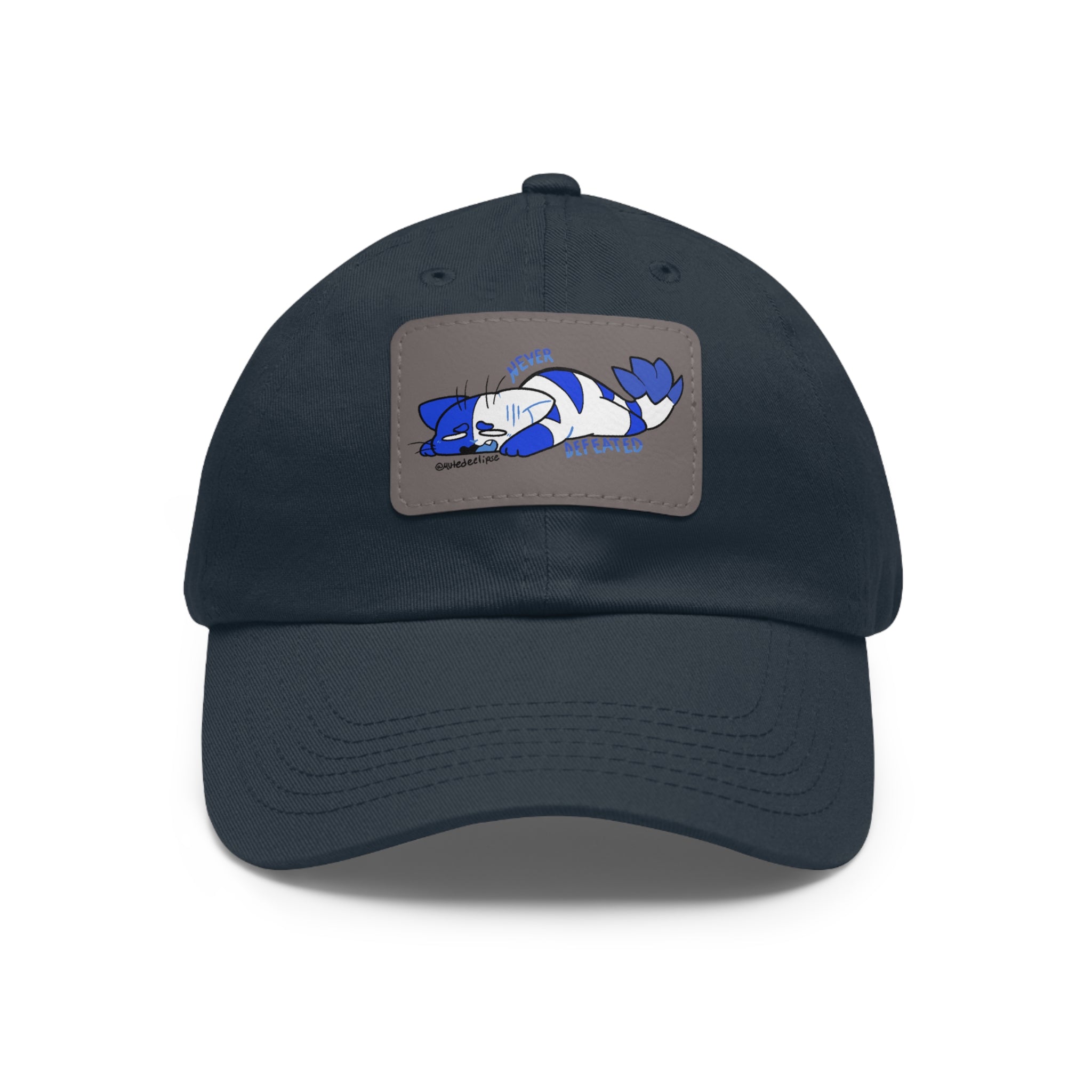 Dad Hat with Leather Patch (Rectangle) Never defeated Blue