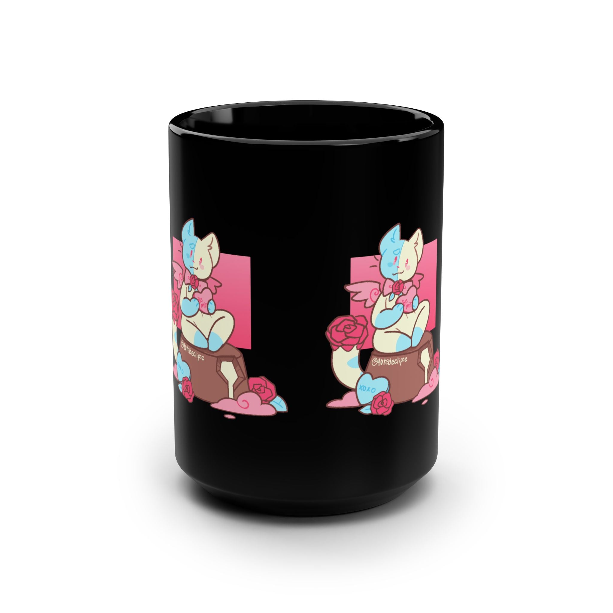 Black Mug, 15oz Valentines Day Blue