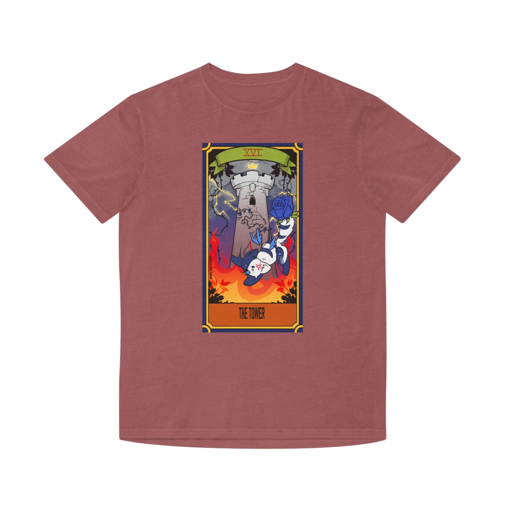 Faded Shirt - Tower Card Blue Rose Cat Mental Health Characters Collection