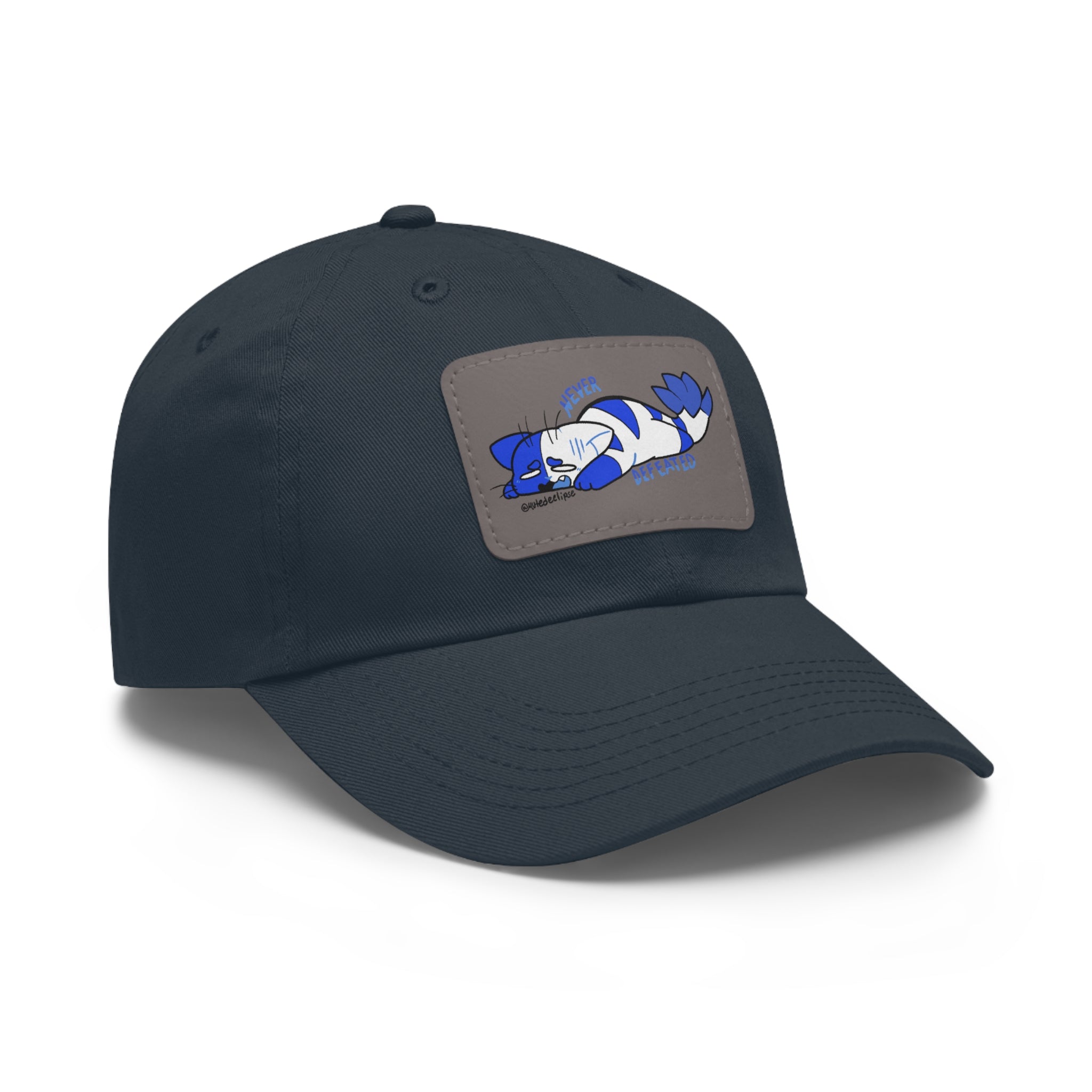 Dad Hat with Leather Patch (Rectangle) Never defeated Blue
