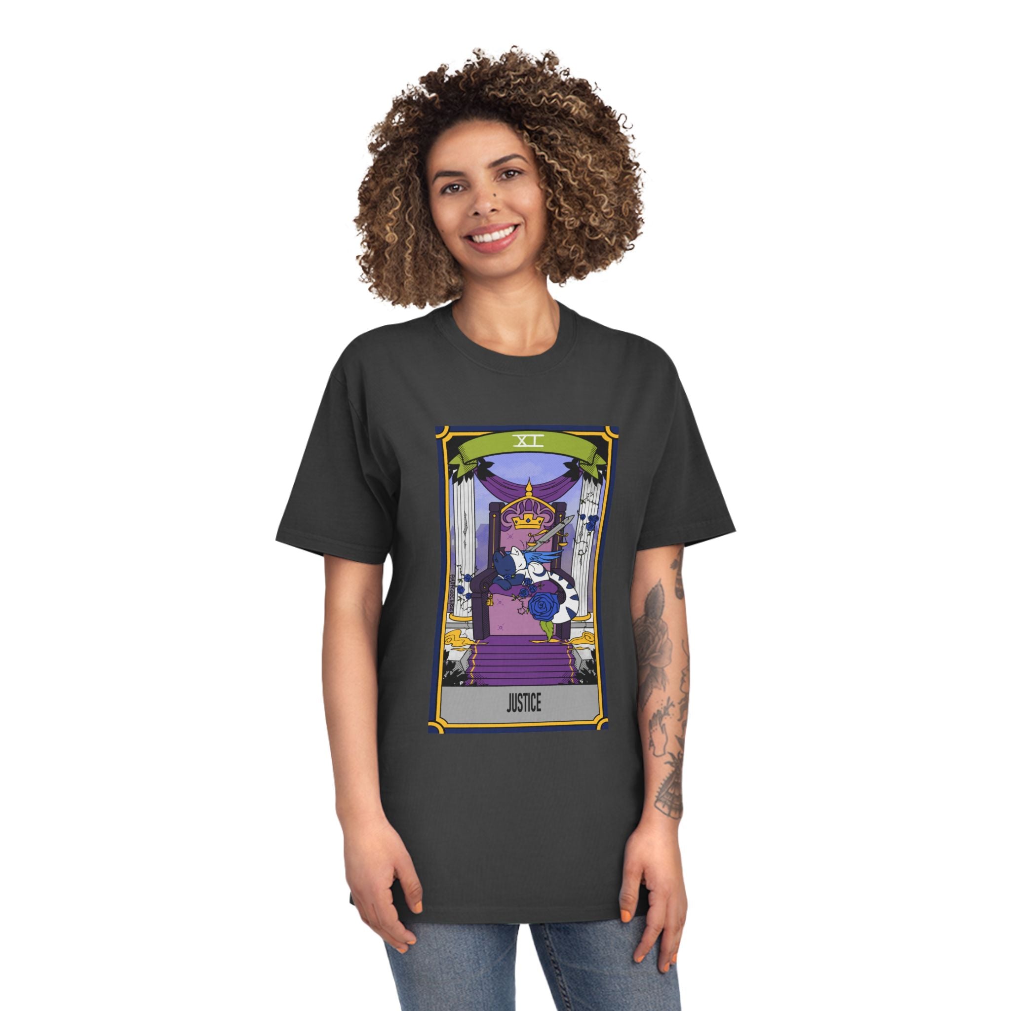 Graphic Tee Shirt featuring Justice Card from Mental Health Character Collection